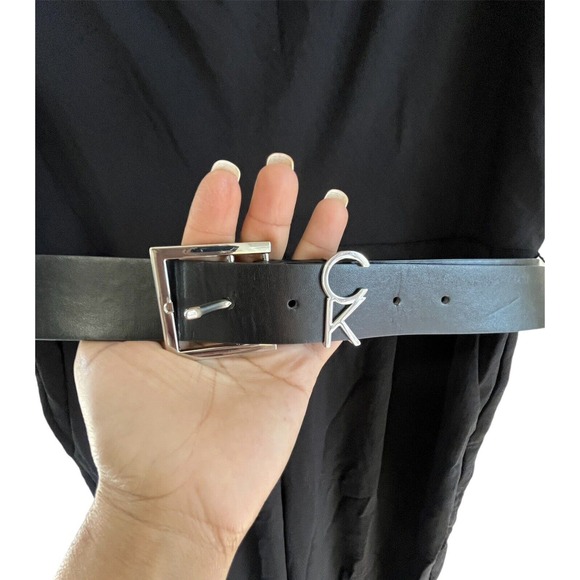 Calvin Klein Womens Cowlneck Drape Front Belted Black Jumpsuit Romper SZ 10 - Picture 6 of 13